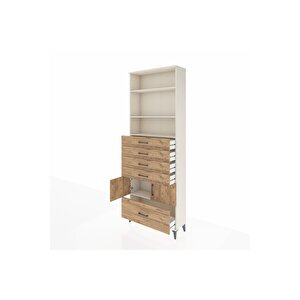 Arges Dolap 4 Raflı 5 Çekmeceli 2 Kapaklı 88x30x243 Aytaşı-çam