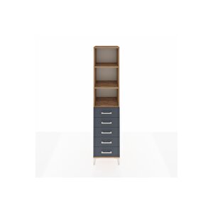 Hyperion Dolap 3 Raflı 5 Çekmeceli 44x44x195 Çam-antrasit