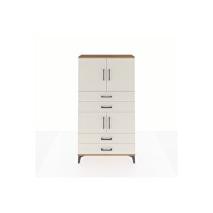 Arges Dolap 3 Raflı 4 Çekmeceli 4 Kapaklı 88x30x163 Çam-aytaşı