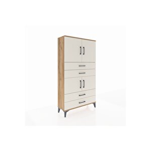 Arges Dolap 3 Raflı 4 Çekmeceli 4 Kapaklı 88x30x163 Çam-aytaşı