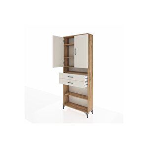 Arges Dolap 5 Raflı 2 Çekmeceli 2 Kapaklı 88x30x221 Çam-aytaşı