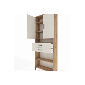 Arges Dolap 5 Raflı 2 Çekmeceli 2 Kapaklı 88x30x221 Çam-aytaşı