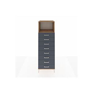 Kronos Dolap Tek Raflı 8 Çekmeceli 60x59x182 Çam-antrasit