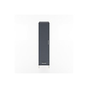 Hyperion Dolap 2 Raflı Tek Çekmeceli Tek Askılı 44x44x182 Antrasit-antrasit