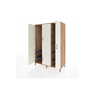 Kronos Dolap 7 Raflı 5 Kapaklı Tek Askılı 132x59x195 Çam-aytaşı/antrasit