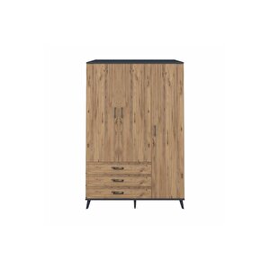 Kronos Dolap 6 Raflı 3 Çekmeceli Tek Askılı 132x59x195 Antrasit-çam/çam