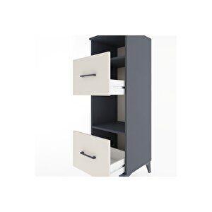 Hyperion Dolap 2 Raflı 2 Çekmeceli 44x44x134 Antrasit-aytaşı