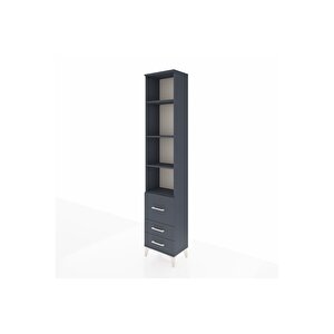 Arges Dolap 4 Raflı 3 Çekmeceli 44x30x221 Antrasit-antrasit