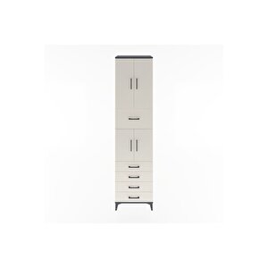 Hyperion Dolap 3 Raflı 5 Çekmeceli 4 Kapaklı 60x44x243 Antrasit-aytaşı