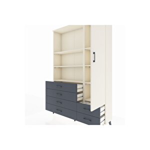 Arges Dolap 7 Raflı 6 Çekmeceli Tek Kapaklı  132x30x195 Aytaşı-aytaşı/antrasit