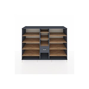 Kronos Dolap 11 Raflı 3 Çekmeceli  220x59x163 Antrasit-çam/antrasit