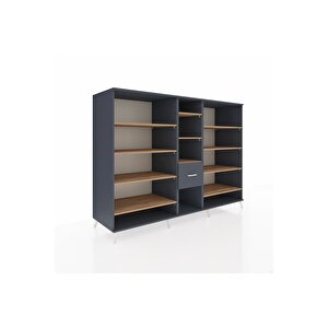 Kronos Dolap 11 Raflı 3 Çekmeceli  220x59x163 Antrasit-çam/antrasit