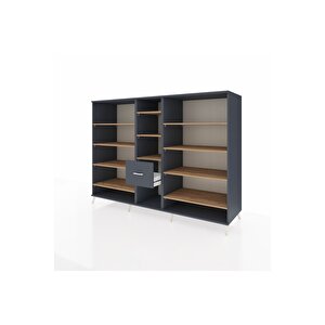 Kronos Dolap 11 Raflı 3 Çekmeceli  220x59x163 Antrasit-çam/antrasit