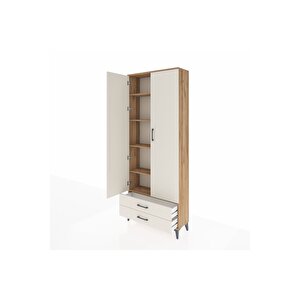 Arges Dolap 5 Raflı 2 Çekmeceli 2 Kapaklı 88x30x221 Çam-aytaşı