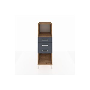 Kronos Dolap Tek Raflı 3 Çekmeceli 44x59x134 Çam-antrasit