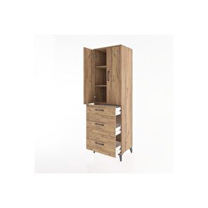 Hyperion Dolap 3 Raflı 3 Çekmeceli 2 Kapaklı 60x44x195 Çam-çam