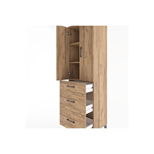 Hyperion Dolap 3 Raflı 3 Çekmeceli 2 Kapaklı 60x44x195 Çam-çam