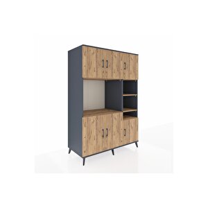 Kronos Dolap 10 Raflı 6 Kapaklı 132x59x195 Antrasit-çam/çam