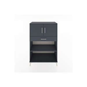 Hyperion Dolap 2 Raflı Tek Çekmeceli 2 Kapaklı 88x44x134 Antrasit-antrasit