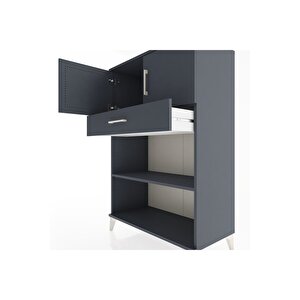 Hyperion Dolap 2 Raflı Tek Çekmeceli 2 Kapaklı 88x44x134 Antrasit-antrasit