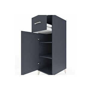 Kronos Dolap 2 Raflı Tek Çekmeceli Tek Kapaklı 44x59x134 Antrasit-antrasit