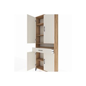 Arges Dolap 5 Raflı Tek Çekmeceli 4 Kapaklı 88x30x221 Çam-aytaşı
