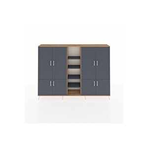 Arges Dolap 14 Raflı 8 Kapaklı 220x30x163 Çam-antrasit