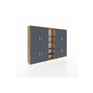 Arges Dolap 14 Raflı 8 Kapaklı 220x30x163 Çam-antrasit