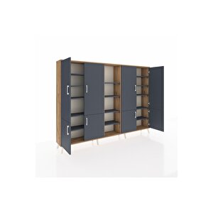 Arges Dolap 14 Raflı 8 Kapaklı 220x30x163 Çam-antrasit