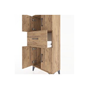 Hyperion Dolap Tek Raflı Tek Çekmeceli 4 Kapaklı 60x44x134 Çam-çam