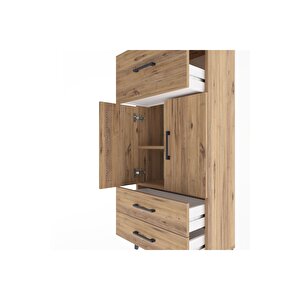 Arges Dolap 2 Raflı 3 Çekmeceli 2 Kapaklı 60x30x134 Çam-çam