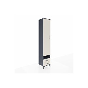 Hyperion Dolap 4 Raflı 2 Çekmeceli Tek Askılı 44x44x243 Antrasit-aytaşı