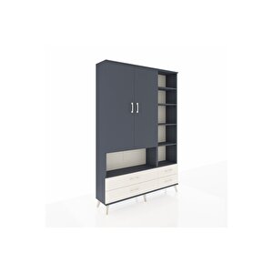 Arges Dolap 10 Raflı 4 Çekmeceli 2 Kapaklı 132x30x195 Antrasit-antrasit/aytaşı