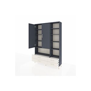 Arges Dolap 10 Raflı 4 Çekmeceli 2 Kapaklı 132x30x195 Antrasit-antrasit/aytaşı