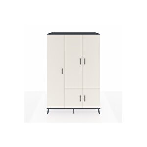 Kronos Dolap 7 Raflı 5 Kapaklı Tek Askılı 132x59x195 Antrasit-aytaşı/aytaşı