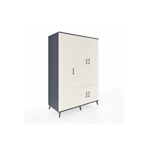 Kronos Dolap 7 Raflı 5 Kapaklı Tek Askılı 132x59x195 Antrasit-aytaşı/aytaşı