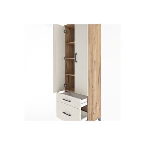 Hyperion Dolap 4 Raflı 2 Çekmeceli 2 Kapaklı 60x44x195 Çam-aytaşı