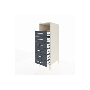 Kronos Dolap Tek Raflı 6 Çekmeceli 44x59x134 Aytaşı-antrasit