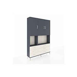 Arges Dolap 6 Raflı 6 Çekmeceli 3 Kapaklı 132x30x195 Antrasit-antrasit/aytaşı