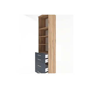 Hyperion Dolap 4 Raflı 4 Çekmeceli 60x44x243 Çam-antrasit