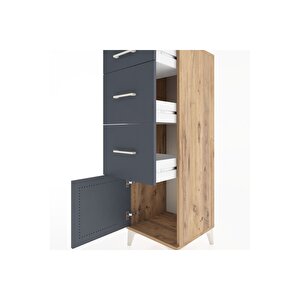 Hyperion Dolap 3 Çekmeceli Tek Kapaklı 44x44x134 Çam-antrasit