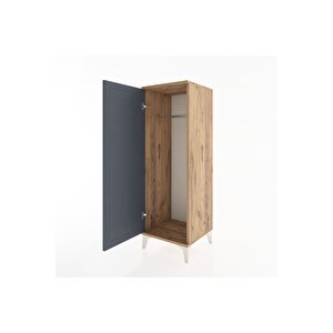 Hyperion Dolap Tek Kapaklı Tek Askılı 44x44x134 Çam-antrasit