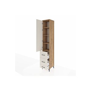 Hyperion Dolap 4 Raflı 3 Çekmeceli Tek Kapaklı 44x44x243 Çam-aytaşı