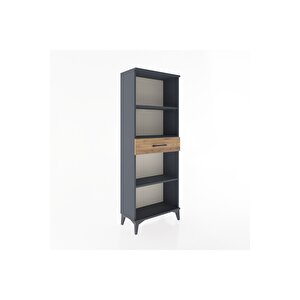 Arges Dolap 3 Raflı Tek Çekmeceli 60x30x163 Antrasit-çam