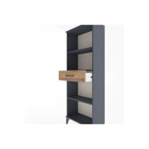 Arges Dolap 3 Raflı Tek Çekmeceli 60x30x163 Antrasit-çam