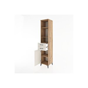 Hyperion Dolap 4 Raflı 2 Çekmeceli Tek Kapaklı 44x44x221 Çam-aytaşı