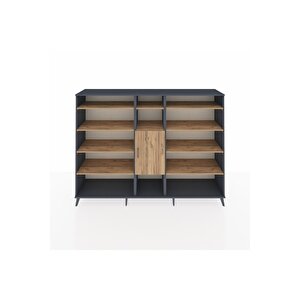 Hyperion Dolap 12 Raflı Tek Kapaklı  220x44x163 Antrasit-çam