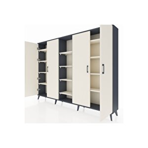 Arges Dolap 12 Raflı 4 Kapaklı 220x30x163 Antrasit-aytaşı