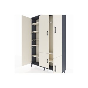 Arges Gardrop 7 Raflı 5 Kapaklı Tek Askılı 132x30x195 Antrasit-aytaşı