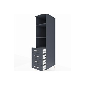 Kronos Dolap 3 Raflı 4 Çekmeceli 44x59x182 Antrasit-antrasit